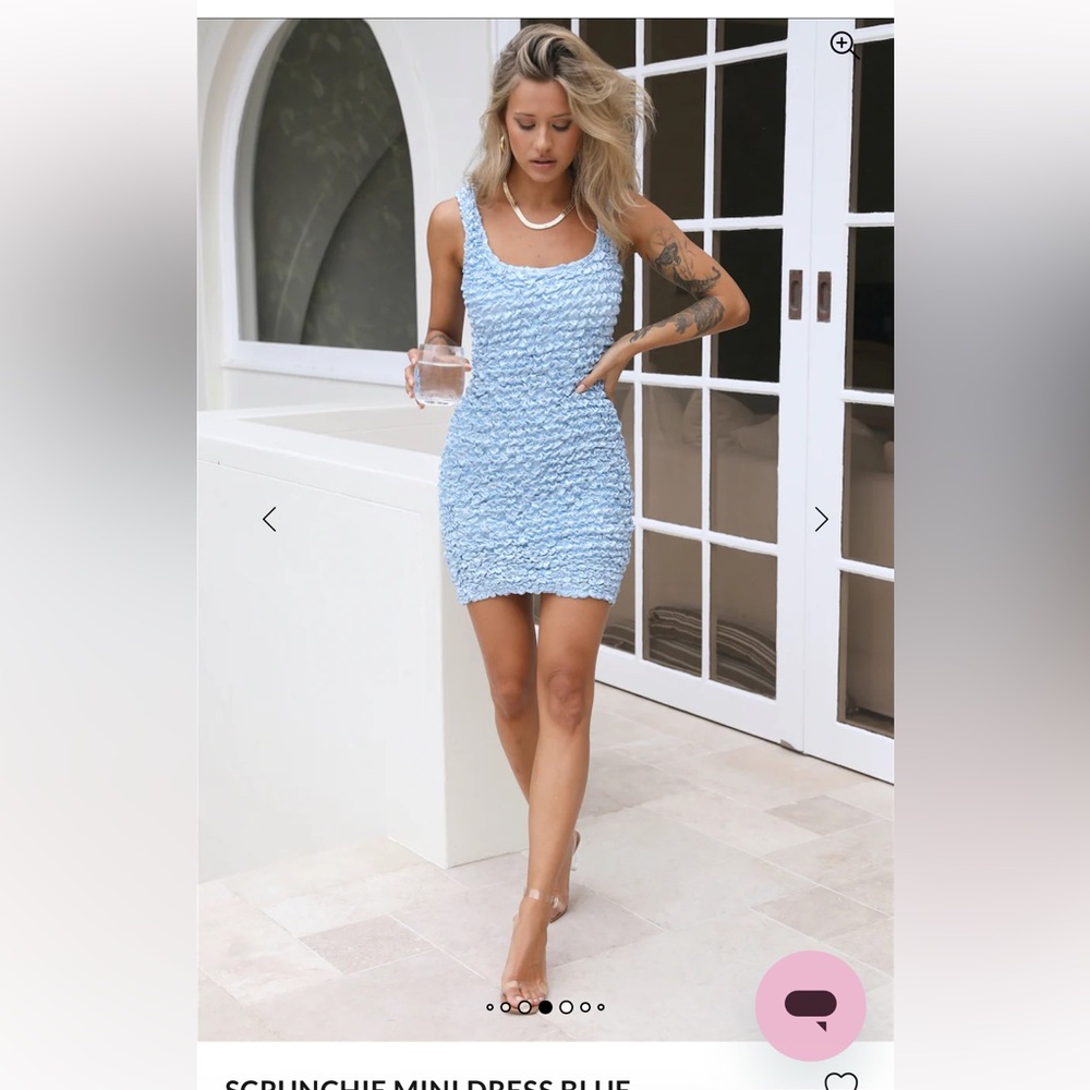 Hello Molly Light Blue Textured Mini Dress